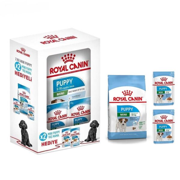 غذای-خشک-و-پوچ-سگ-مینی-پاپی-رویال-کنین-Royal-Canin-Mini-Puppy-With-Gift-باکس-هدیه-2-عددی