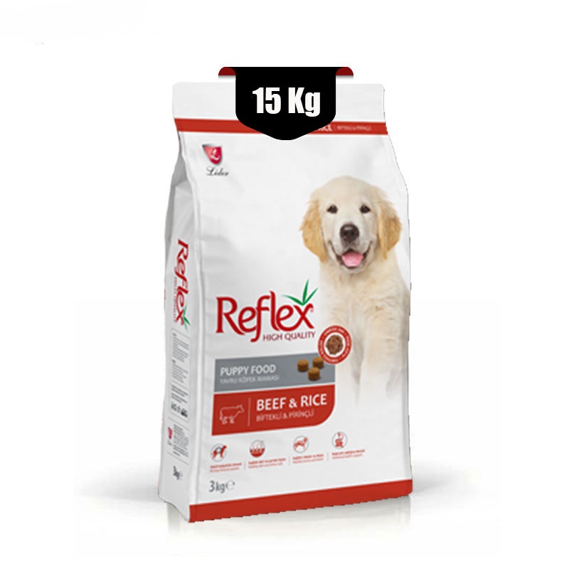 غذای-خشک-سگ-پاپی-رفلکس-طعم-بیف-و-برنج-Reflex-High-Quality-Puppy-Dog-Beef-وزن-15-کیلوگرم