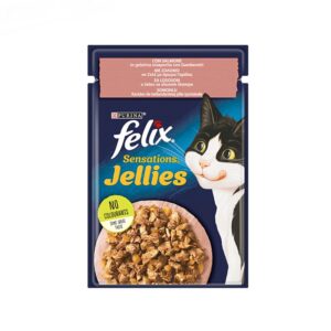 غذای-پوچ-گربه-با-طعم-قزل-آلا-و-میگو-فلیکس-Felix-Pouch-Salmon-And-Shrimp-in-Jelly-وزن-85-گرم.