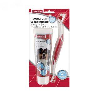 ست-مسواک-و-خمیر-دندان-سگ-و-گربه-بیفار-Beaphar-Dog-And-Cat-ToothbrushToothpaste