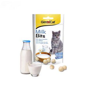 قرص-تشویقی-گربه-طعم-شیر-حاوی-تورین-جیم-کت-Gimcat-Milk-Bits-For-Cat-وزن-40-گرم