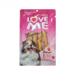 تشویقی-جویدنی-سگ-دور-پیچ-مرغ-لاومی-Love-Me-Real-Chicken-Breast-Treats-For-Dogs-وزن-60-گرم