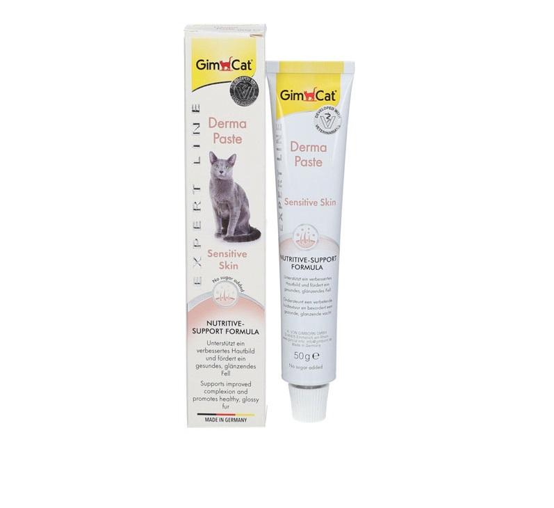 خمیر-مالت-گربه-ویژه-سلامت-پوست-و-مو-جیم-کت-GimCat-Derma-Paste-وزن-50-گرم