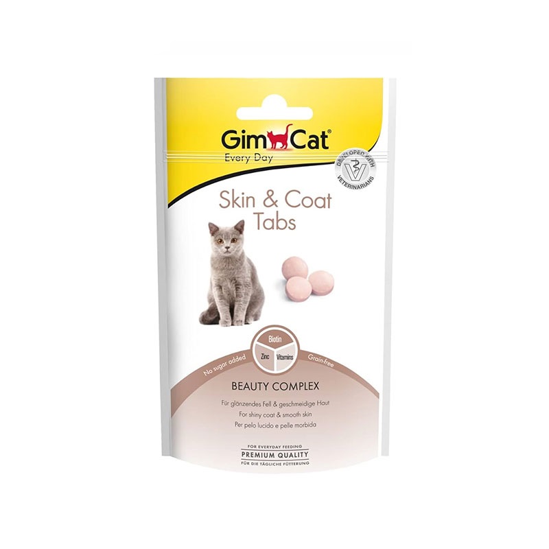 قرص مکمل تقویت پوست و مو گربه جیم کت (GimCat Skin & Coat Tabs) وزن 40گرم