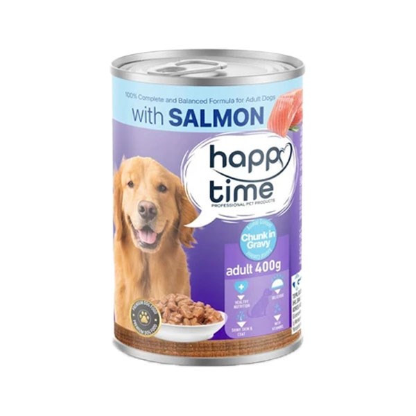 غذای کنسرو سگ بالغ با طعم ماهی سالمون هپی تایم (Happy Time Salmon Dog Can) وزن 400 گرم