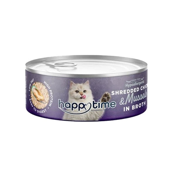 کنسرو گربه با طعم مرغ و صدف هپی تایم (Happy Time Chicken and Mussels for Adult Cats) وزن 70 گرم