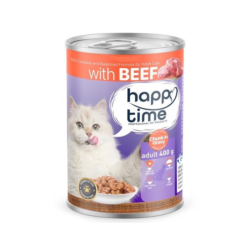 غذای کنسرو گربه بالغ با طعم بیف هپی تایم (Happy Time Beef Can) وزن 400 گرم