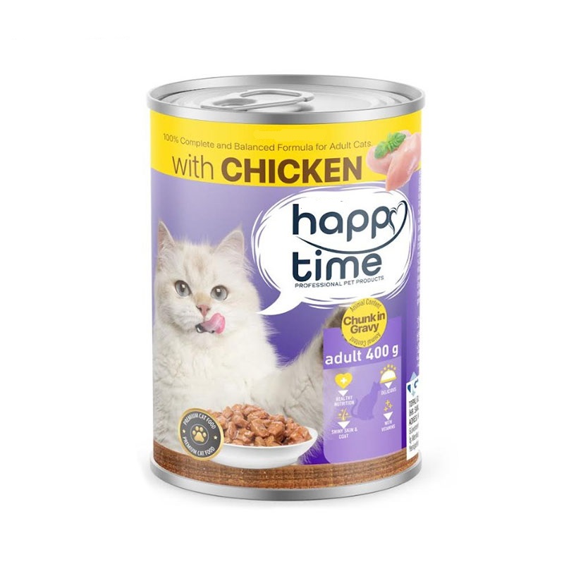 غذای کنسرو گربه بالغ با طعم مرغ هپی تایم (Happy Time Chicken Can) وزن 400 گرم