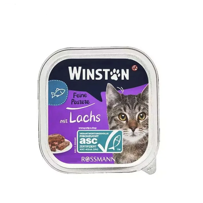 ووم گربه وینستون طعم ماهی قزل آلا (Winston mit lachs) وزن 100 گرم2026/02