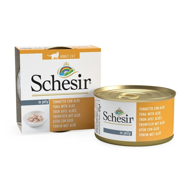 کنسرو گربه با طعم ماهی تن و آلوورا شسیر (Schesir Tuna with Aloe) وزن 85 گرم
